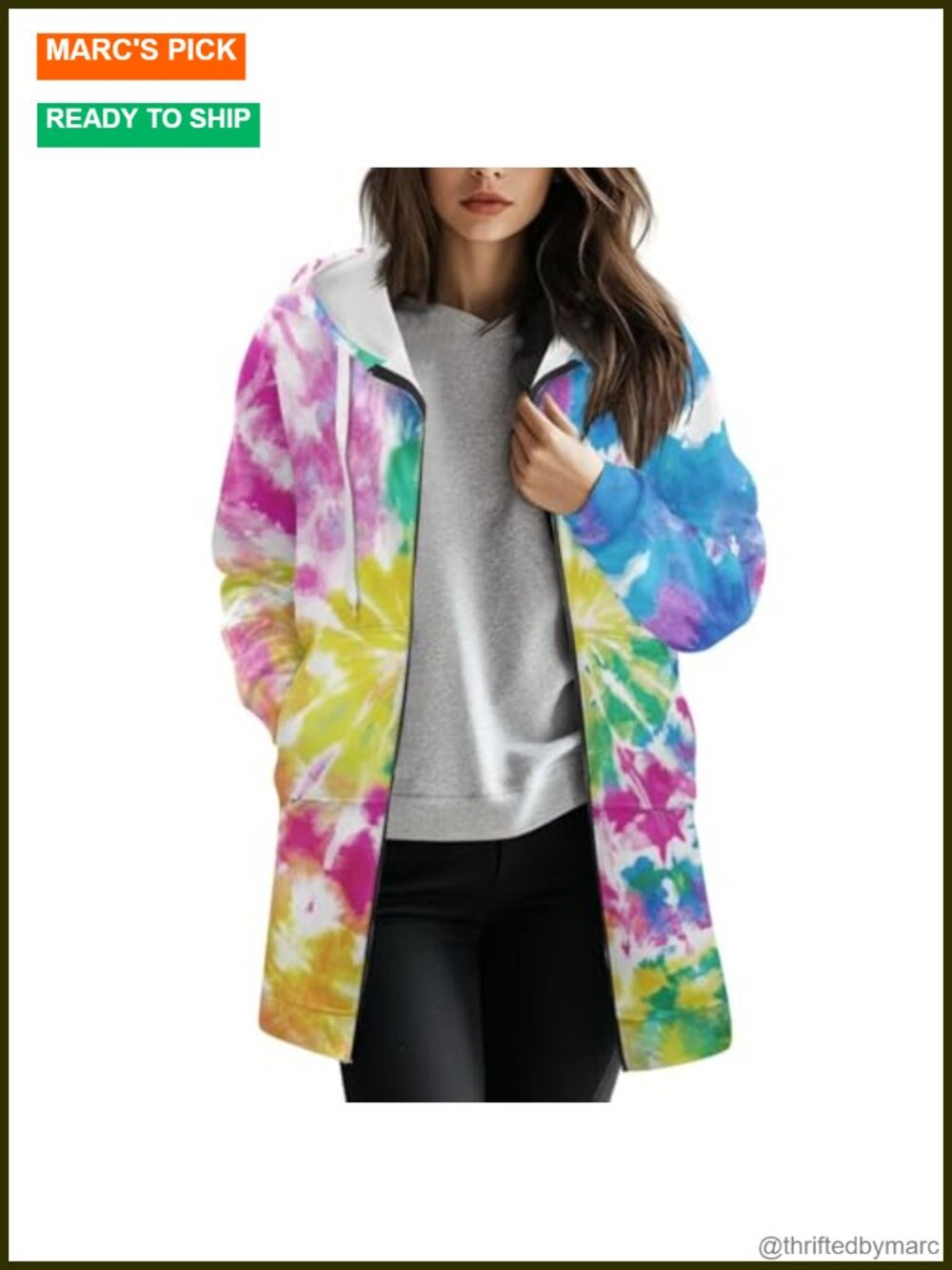 Women's Oversized Zip Up Hoodie Long Sleeve Lightweight Sweatshirt with Pockets